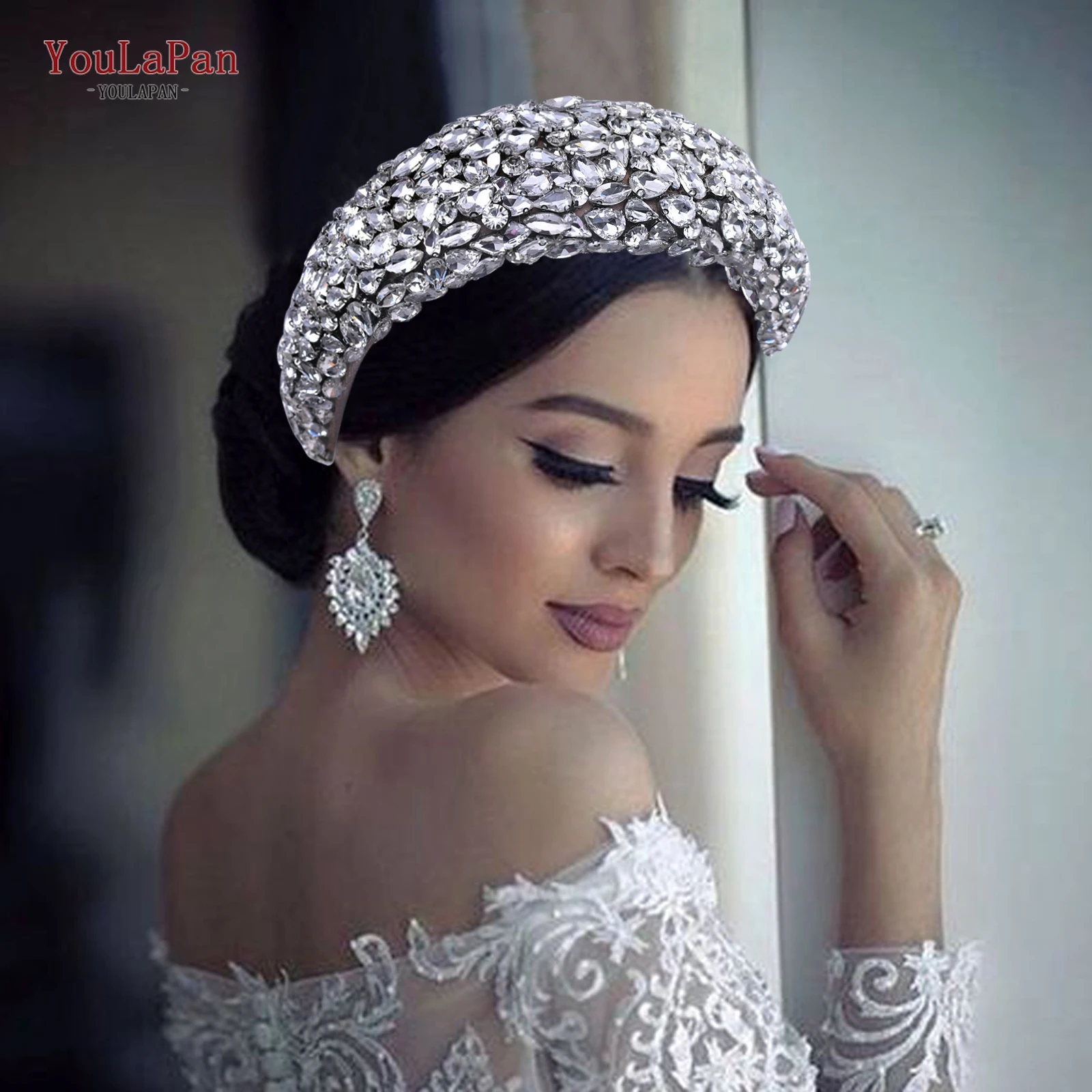 

TOPQUEEN Fast Shipping Bridal Headbands Wedding Hair Accessories with Rhinestones and Crystal Bridal Headpieces Stock HP364-S