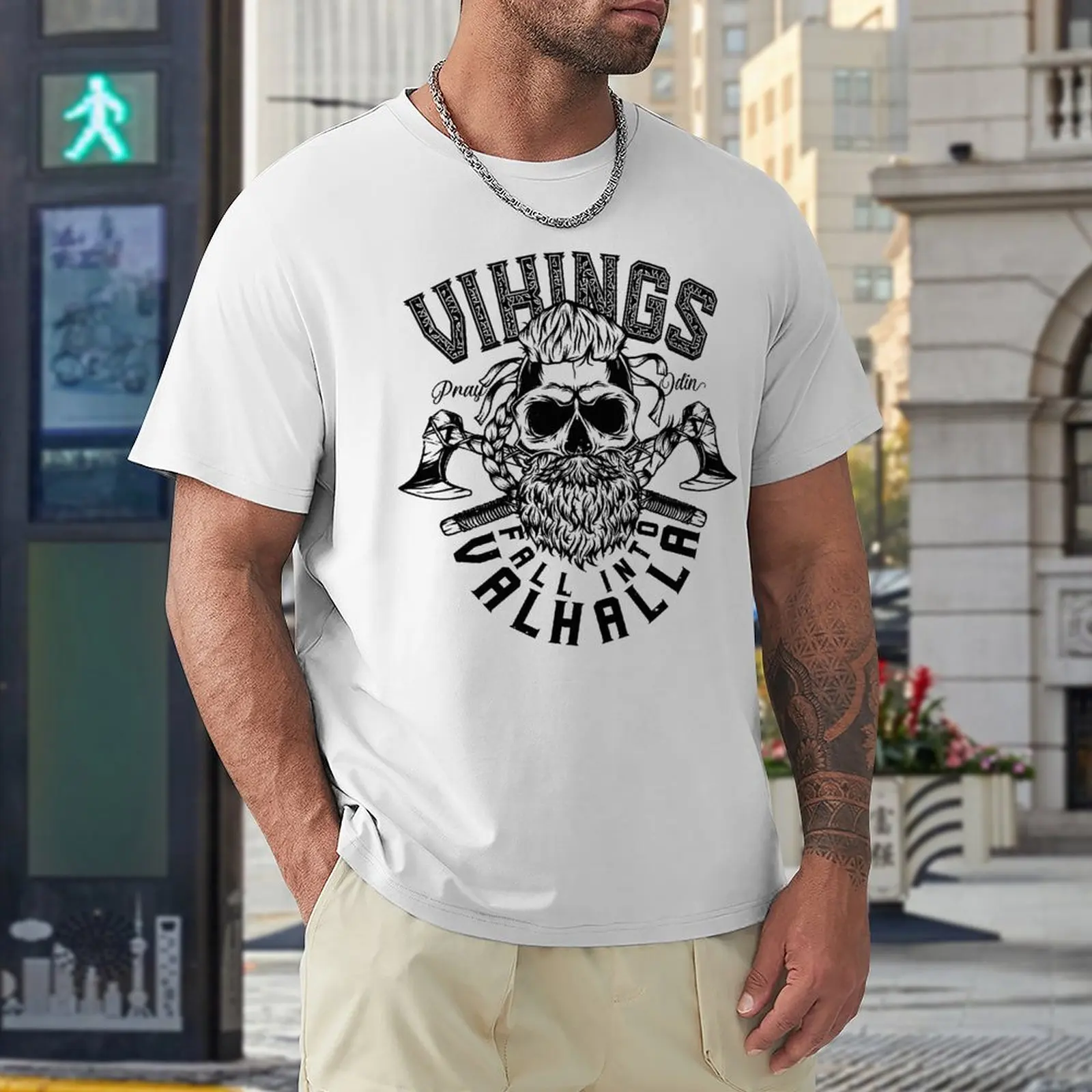 

Vikings Fall Into Valhalla Vikings Graphic T-shirts top Quality Travel USA Size