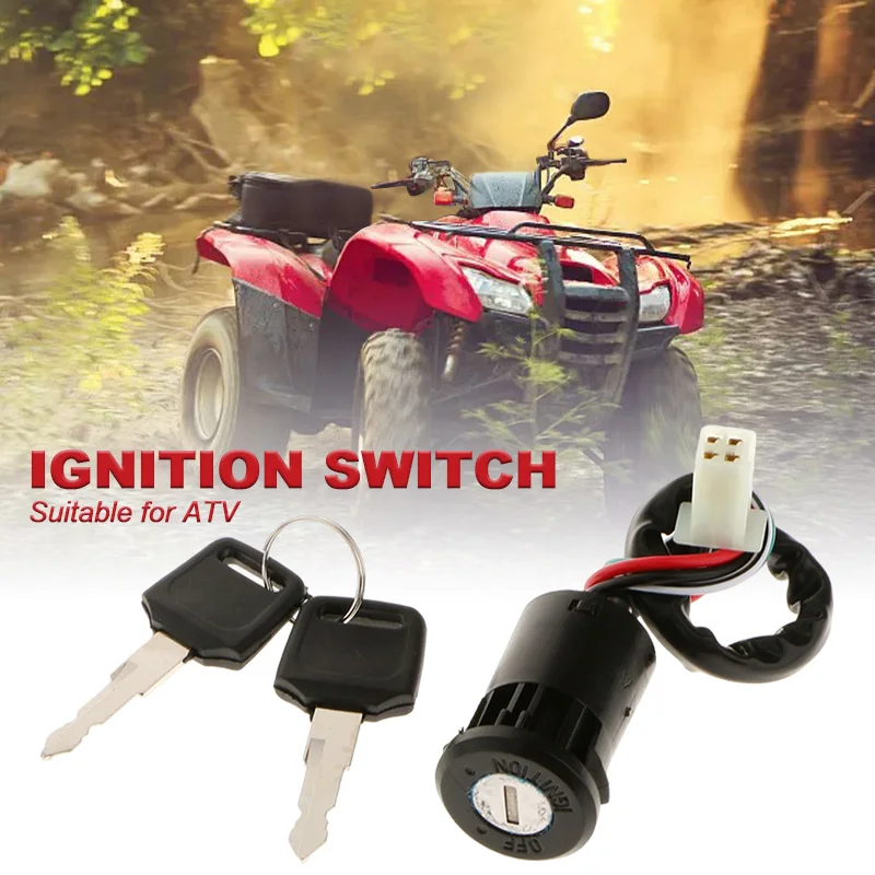

4 Pin Wire ATV Ignition Key Switch for Pit Dirt Bike ATV 125 150 200 250cc Quad Moped Scooter Buggy Go Kart