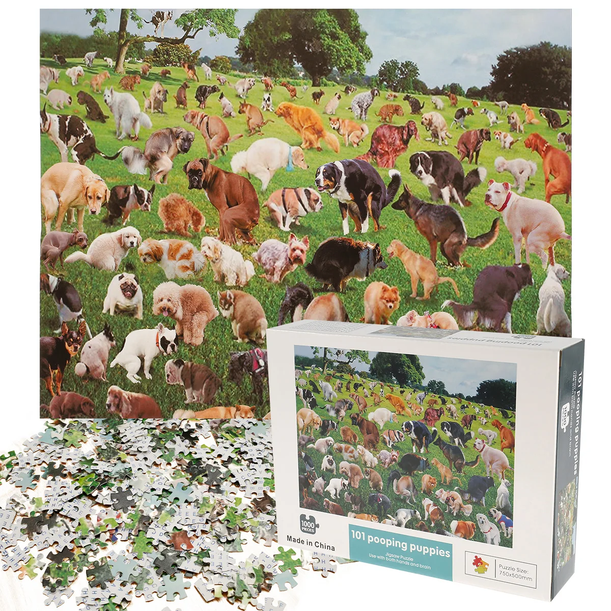 

2023 1000 Pcs Pooping Dog Puzzle 101 Pooping Puppies Funny Dog Jigsaw Puzzles Prank Dog Poop Gag Jigsaw Puzzles Jigsaw Prank