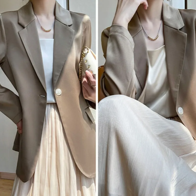 Шелковый атласный маленький костюм атласная куртка для женщин элитный большой