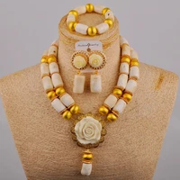 white coral necklace african beads jewelry set for women nigerian wedding bridal jewelry set