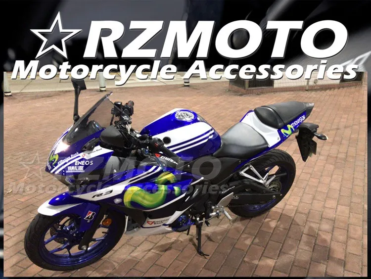 

4Gifts New ABS Whole JP Motorcycle Fairings Kit Fit For YAMAHA R3 R25 2015 2016 2017 2018 15 16 17 18 Bodywork Set Cool Blue