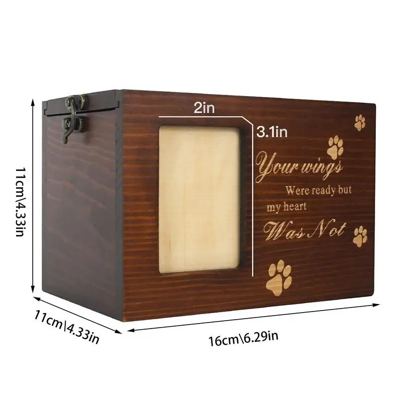 Wood Pet Keepsake Storage Box With Photo Frame For Cat Dog Pine Wood Memorial Keepsake Urns Cremation Urns With Photo Frame images - 6