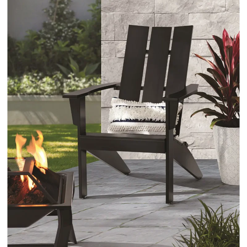 

Wood Outdoor Modern Adirondack Chair, Black Color Garden Furniture