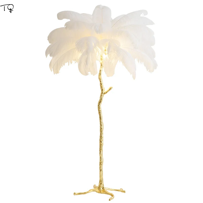 

Designer Ostrich Feather Floor Lamp Atmosphere Corner Standing Lamp for Living/Model Room Decoration Salon Background Bedroom