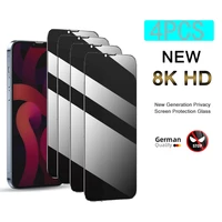 1 4pcs 8k privacy protective glass for iphone 11 12 13 pro max xr xs 6 6s 7 8 plus anti spy tempered glass screen protector film