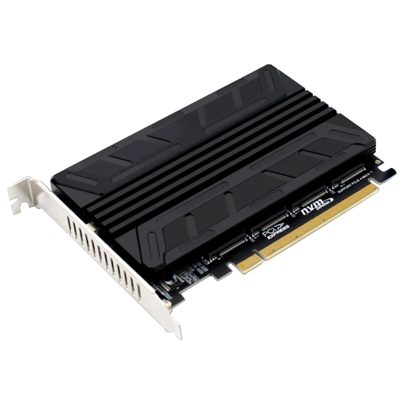 

SSD To PCIE Adapter NVME M-KEY PCIEX16 4 RAIDs PCI-E Split Card Support 4NVME SSD 2230/42/60/80 Aluminum Heatsink