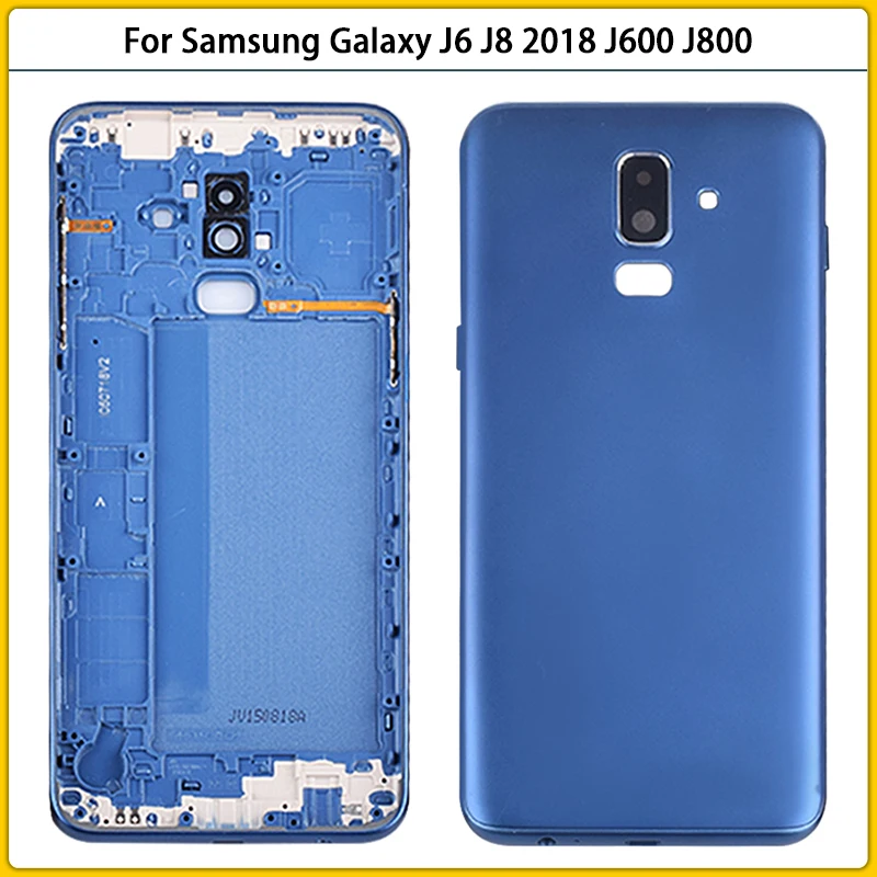 10 шт. новый задний корпус J600 для Samsung Galaxy J6, J8 2018, J600F, J800, J800F, Крышка батарейного отсека, задняя крышка, стеклянный ремешок