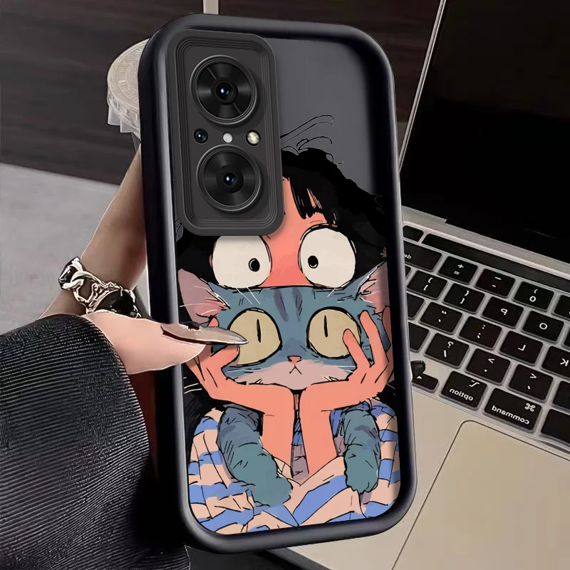 Nova 9SE Чехол для телефона Девушка и кошка New Sky Eye Huawei Y9 Y91 Y90 9Pro 9 10Lite Y70 Y7A Y70Plus Y6S 6SE Cover