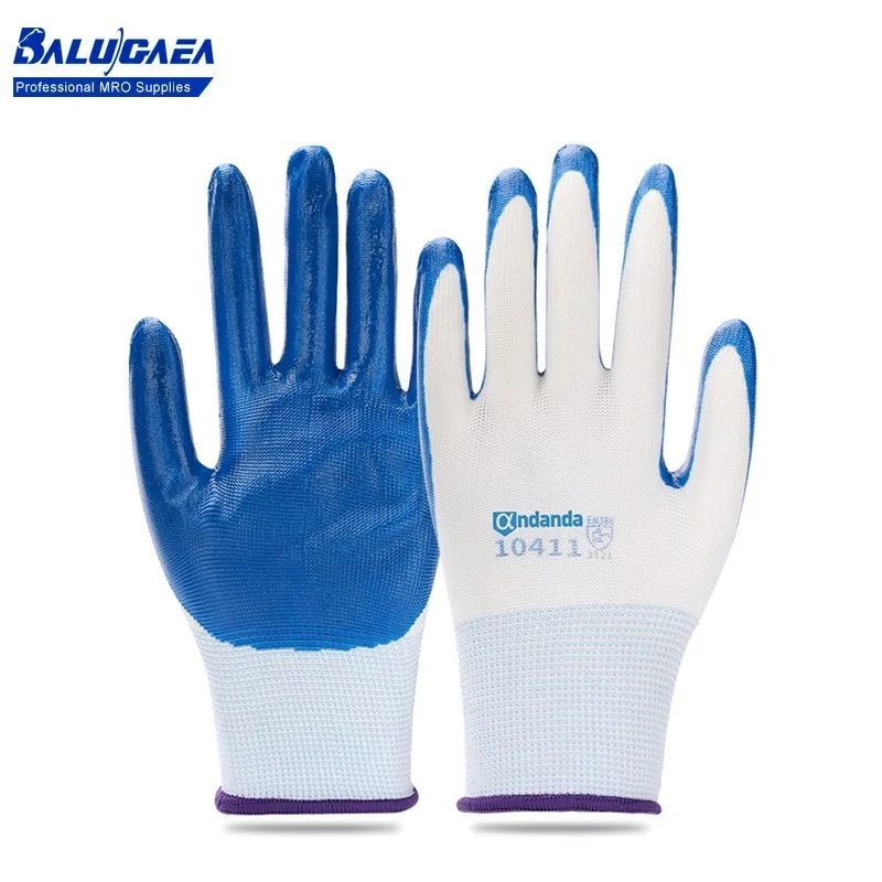 

1/2/5/6/10/12/24pairs Work Gloves Palm Dipped Nitrile Gloves Mechanic Repairing Abrasion Resistance Safety Gloves
