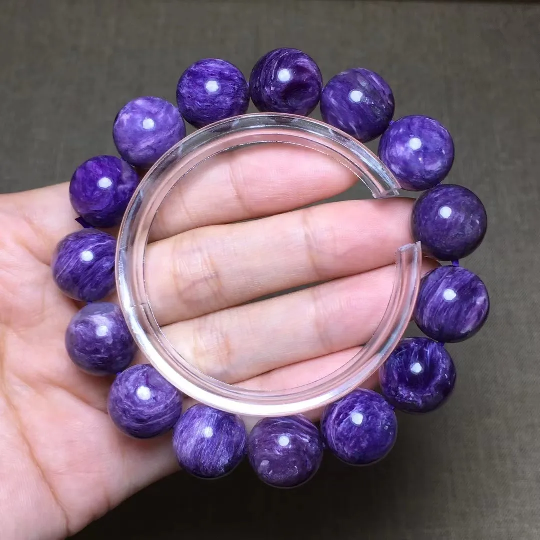 

14mm Natural Charoite Bracelet For Women Men Wealth Gift Healing Purple Crystal Strands Round Beads Stone Gemstone Jewelry AAAAA