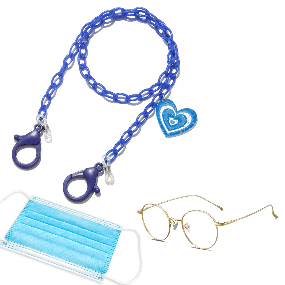 

Women Fashion Acrylic Heart Eyeglass Chain Eyeglass Sunglasses Reading Solid Color Glasses Chain Eyewears Cord Holder Jewelry