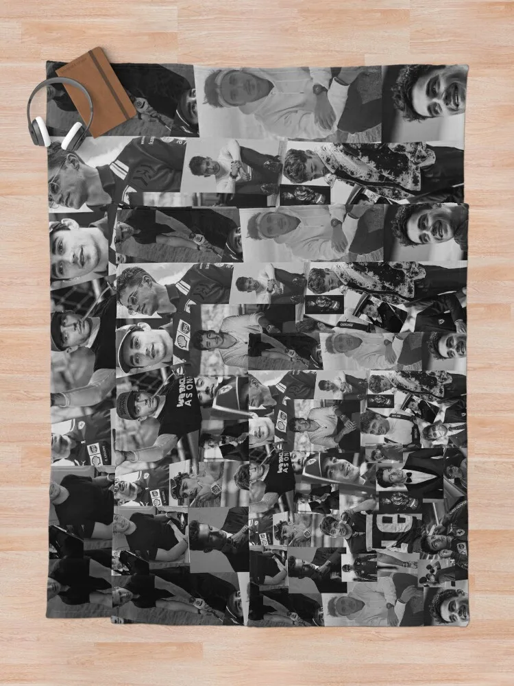 Черно-белое эстетическое одеяло с коллажем Charles Leclerc милые клетчатые зимние