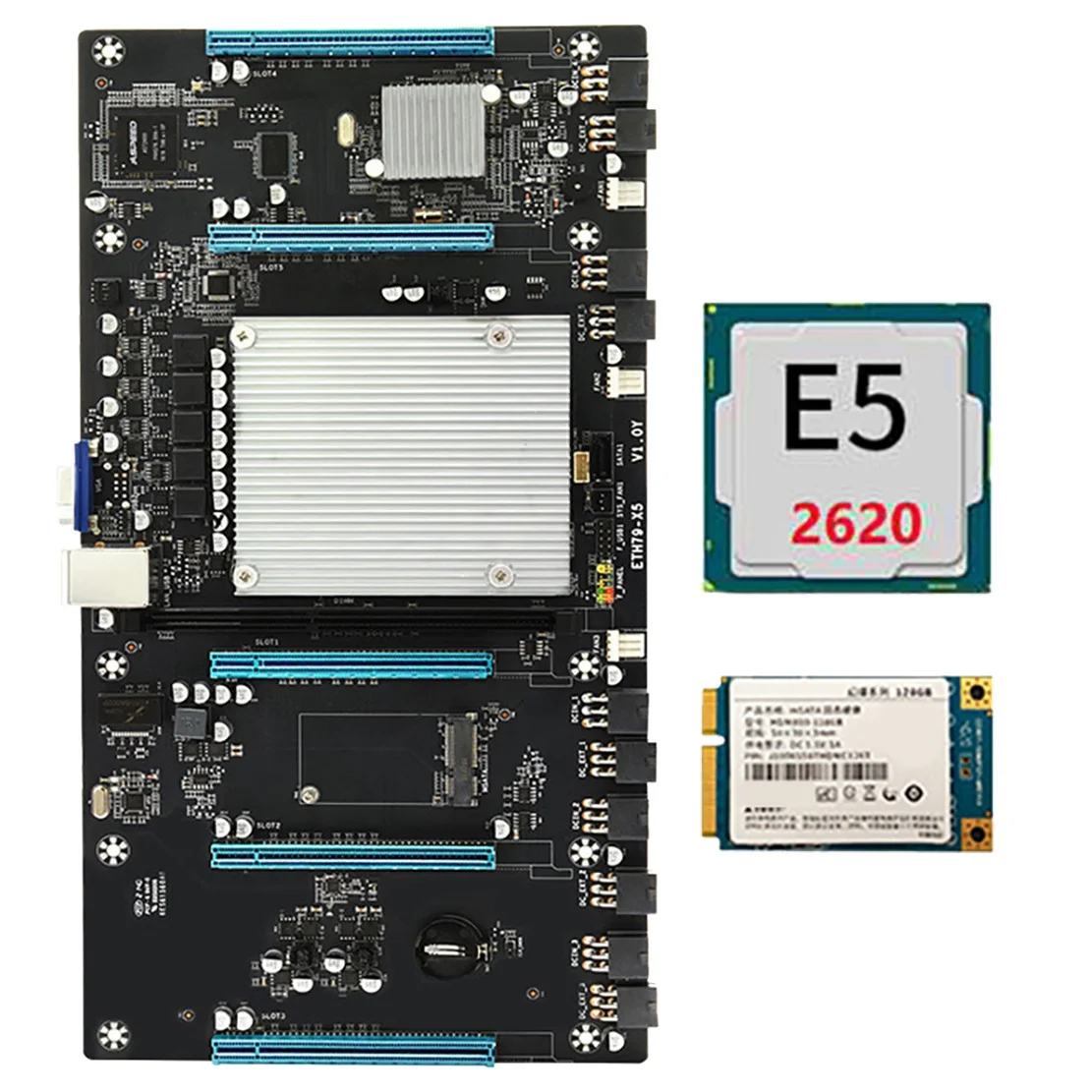 Семейная материнская плата для майнинга BTC с процессором E5 2620 + 1X64G SSD H61 LGA2011 V1/V2 65