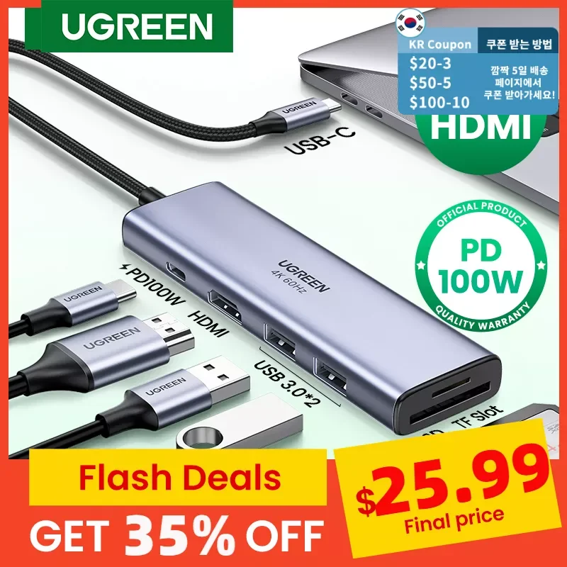 

UGREEN USB C HUB Type C to Multi USB 3.0 HUB HDMI Adapter Dock for MacBook Pro Huawei Mate 30 USB-C 3.1 Splitter Port Type C HUB