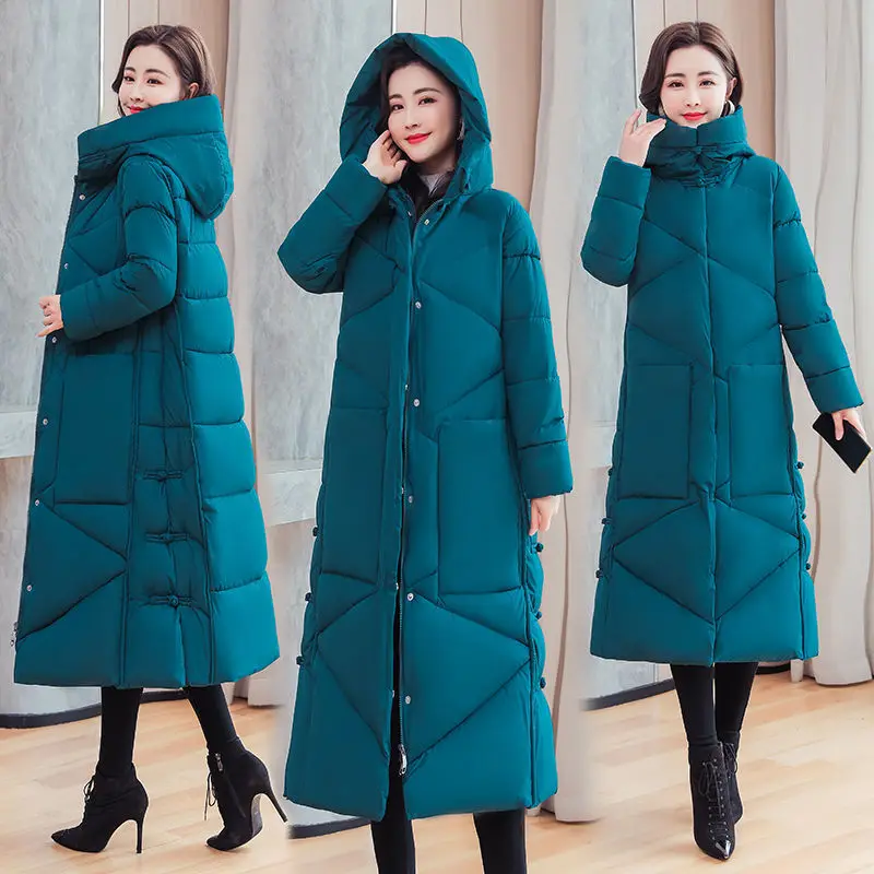 

Woman Jacket Parka Female Fashion Long Coat Hooded Parkas Slim Warm Snow Wear Padded Clothes Ladies Windproof Outerwear G159