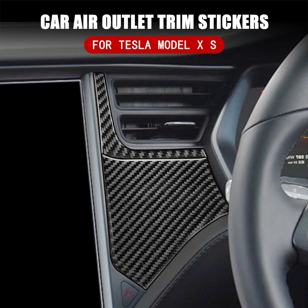 

Car Center Console Dashboard Air Outlet Panel Real Carbon Fiber Sticker Trim for Tesla Model X S Interior Decoration Accessories