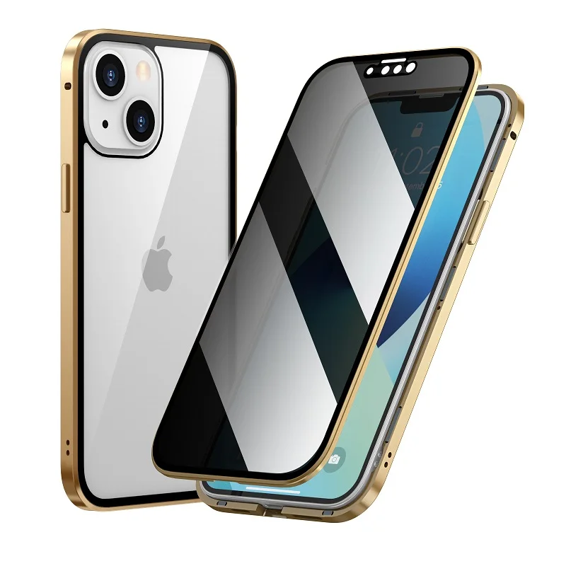 Металлический магнитный чехол Dor для iPhone 16 15 11 12 13 14 Pro Max X XR XS SE2020 двухсторонний