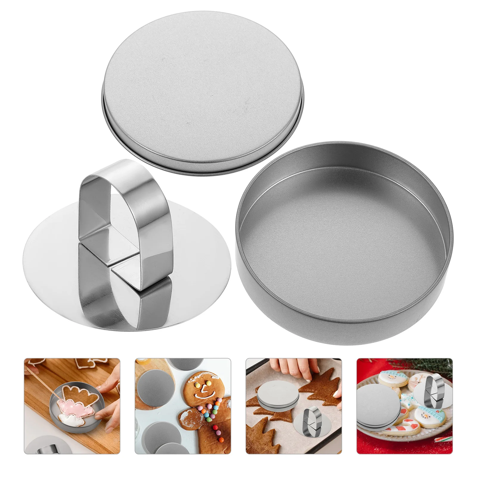 

Cookie Candy Tins Baking Kit Christmas Box Korean Biscuit Dalgona Supplies Diyset Tin Storage Tool Press Biscuits Metal