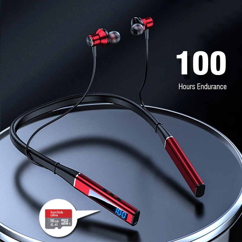 

Wireless Headphones Neckband Bluetooth Earphone With Microphone Auriculares Sport Headset HD Bass Fone De Ouvido Sem Fio Sd Card