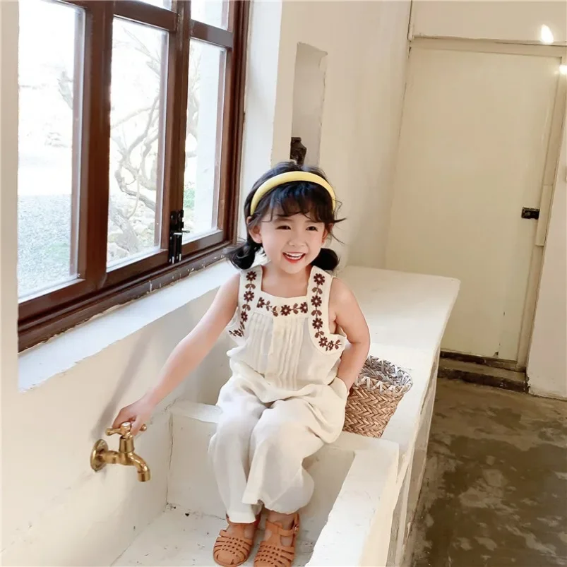 Новинка летняя одежда из двух предметов для девочек в Корейском стиле жилет с