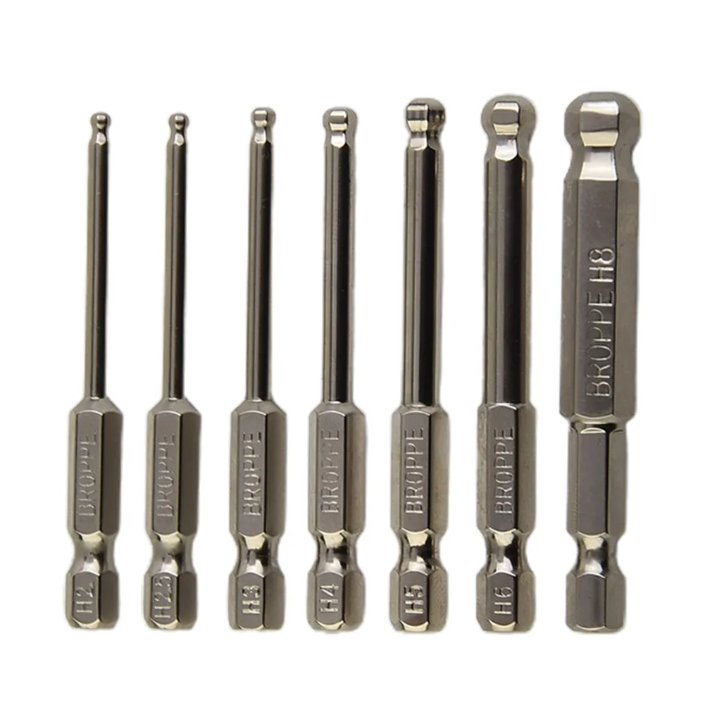 1pc Hex Shank Ball End Screwdriver Bit 1/4 Inch Metric Hex Bit 65mm Long Magnetic Driver Bit Hex Key Screwdriver Tip Socket