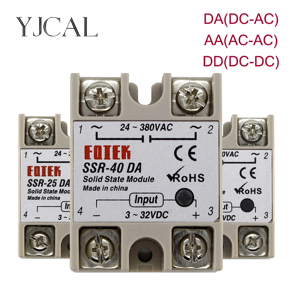 

SSR-25DA SSR-40DA 10A 25A 40A 60A 80A 100A DD DA AA твердотельный релейный модуль для ПИД-контроля температуры высокого качества