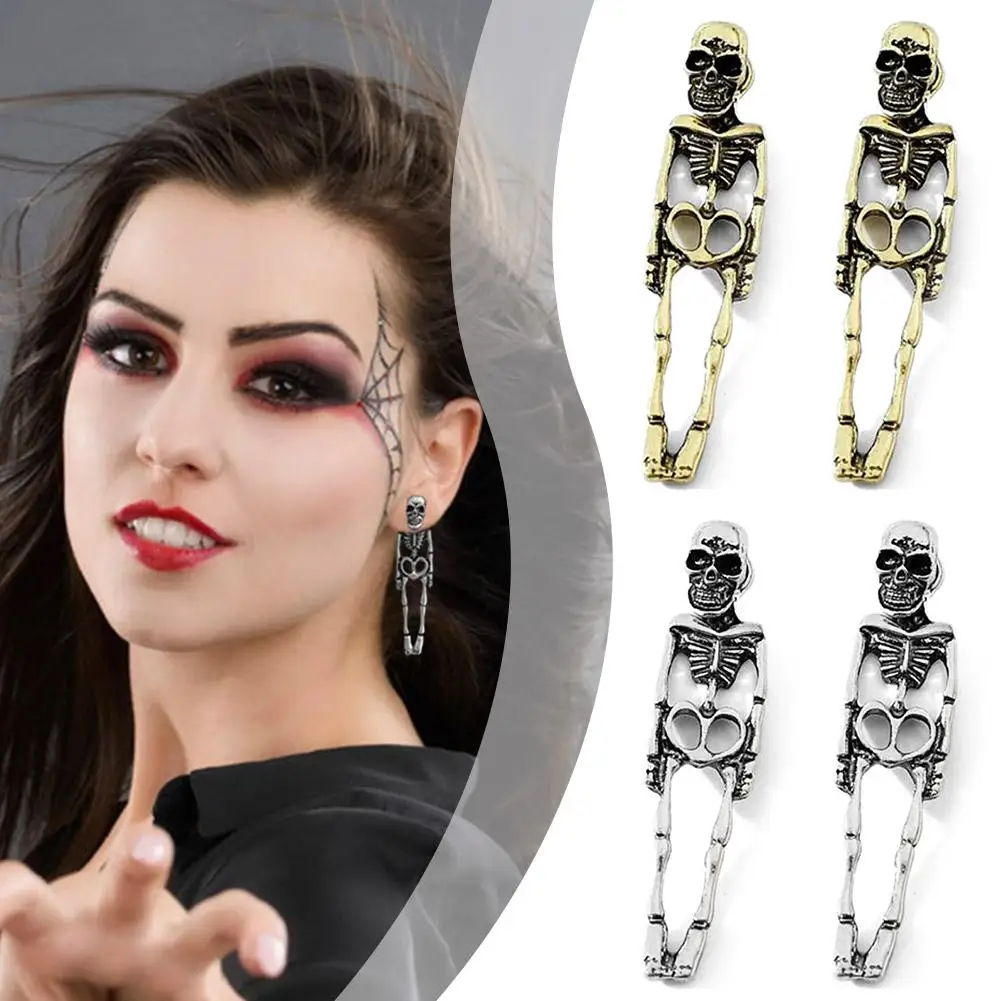 Хэллоуин, скелет, Имитация человеческого скелета и жениха, невесты, Золотое тело, призрак, серьги-гвоздики, Removab P3F4