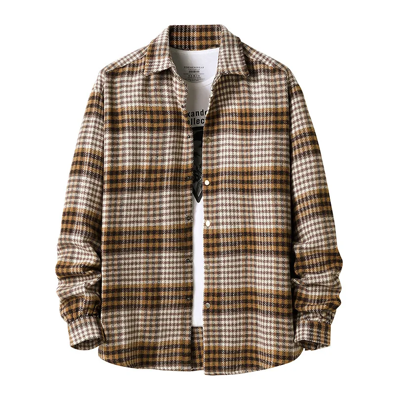 

Mens Fall Winter Long Sleeve Plaid Flannel Shirt Men Hipster Casual Button Up Shirt Fashion Streetwear Coat Shirts Male Chemise