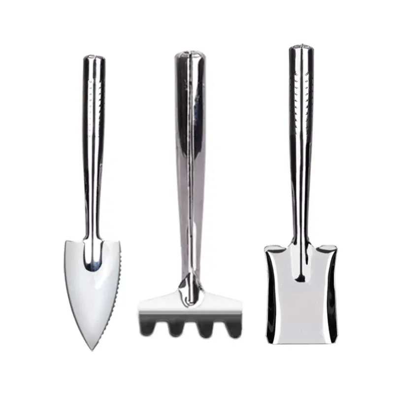 

3pcs/set Stainless Steel Gardening Kit Shovel Spade Rake Mini Garden Tool for Digging Potted Planting