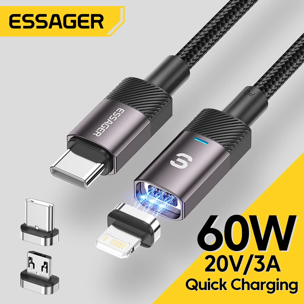 

Essager USB C Cable Magnetic Micro USB Type C Cable C To Lightning Cable For iPhone 12 11 Xiaomi Mobile Phones Magnetic Cable