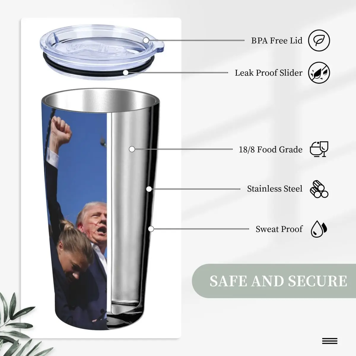 2024 Трамп ралли стрельба стакан Дональд выстрел чашки из нержавеющей стали