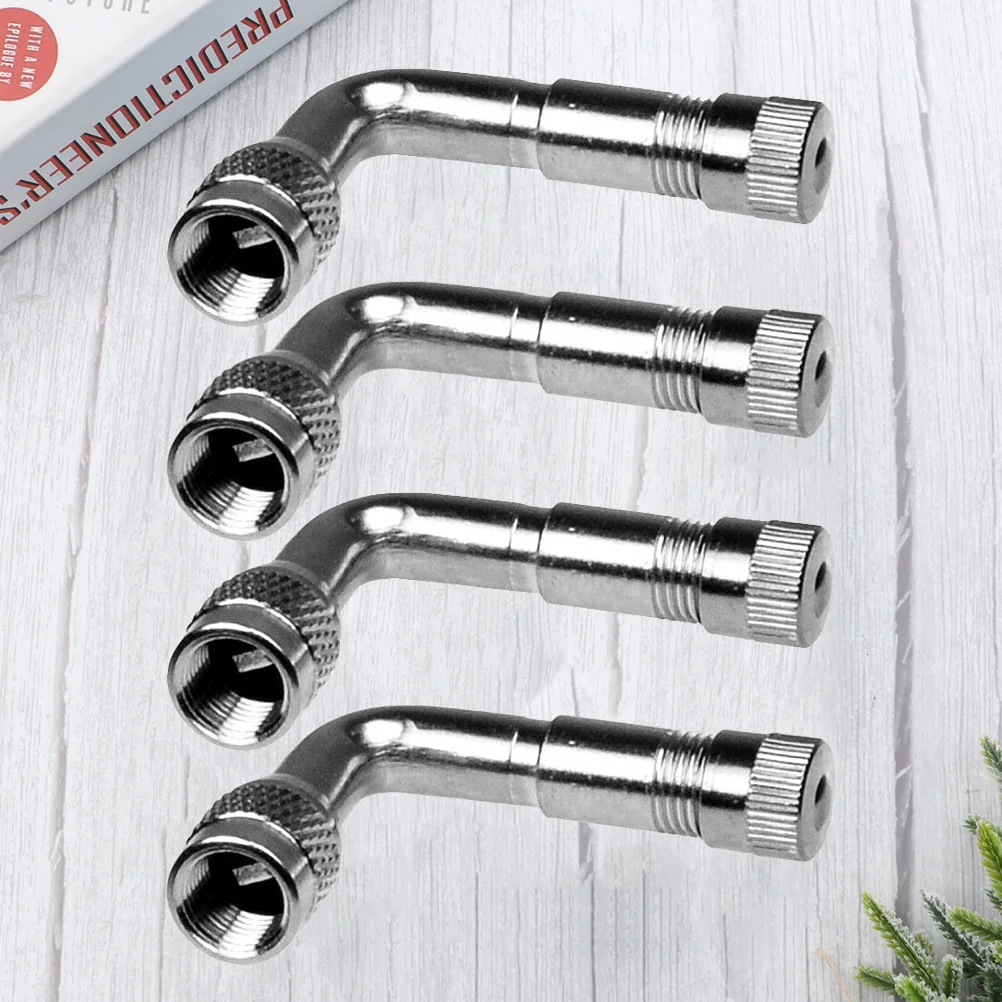 

4 Pcs Extension Dual Tire Valve Stem Cap 90 Degree Stem Schrader Brass Air Tyre Valve Lengthen