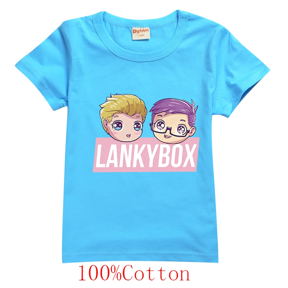 

_ 2022 летняя Милая футболка для игры Lankybox, Детский костюм, футболка с коротким рукавом, топы, подростковые хлопковые футболки для мальчиков, ф...