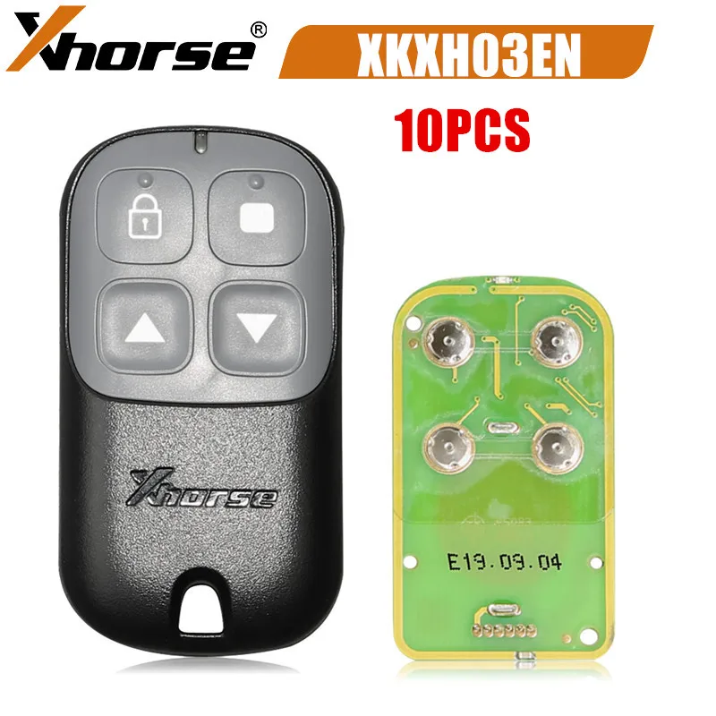 10PCS Xhorse XKXH03EN Wire Remote Key Garage Door 4 Buttons Black English Version