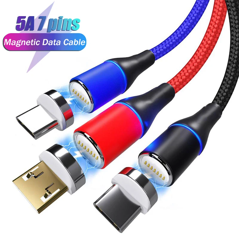 

Магнитный кабель USB Type-C для Huawei P50 5A, быстрая зарядка для Xiaomi, Samsung, Macbook, OPPO, магнитный USB-кабель Micro USB для android