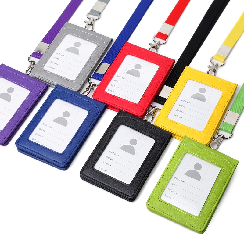 

Color Card Holder Neck Strap with Lanyard Badge Holder Staff ID Card Bus ID Desk Organizer Stationary Photo Card Holder