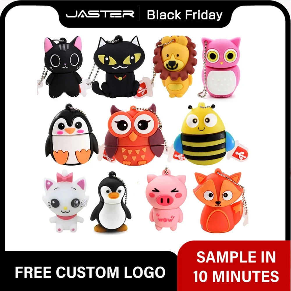 

JASTER New Cute Cartoon USB 2.0 Flash Drive 64GB 32G Penguin U Disk 16GB Pen Drives 8G pendrive 4GB Gifts Key Chain Memory Stick