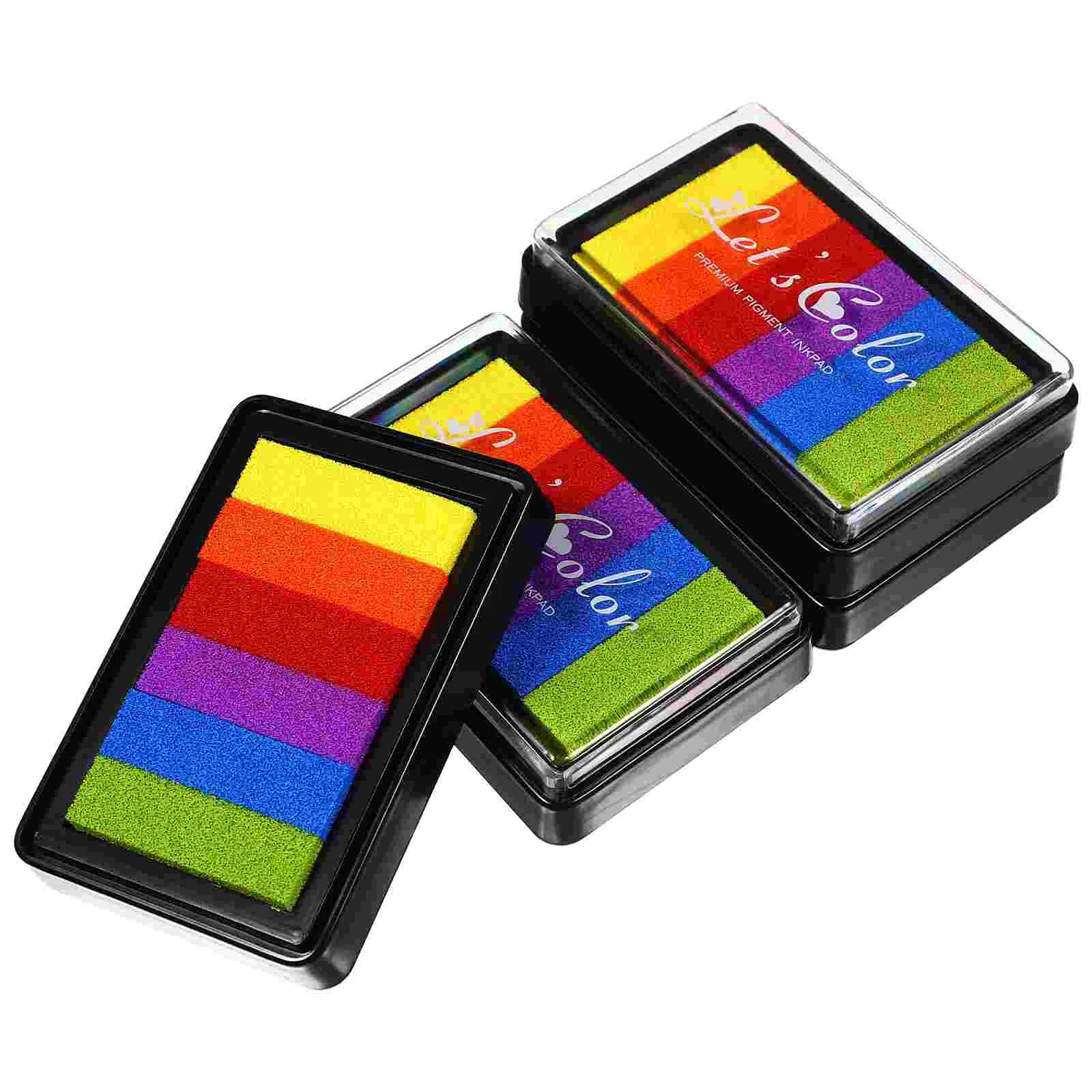 

4 Pcs Stamps Kids DIY Graffiti Inkpad Craft Rectangle Pads Multicolor Child Rainbow Colored