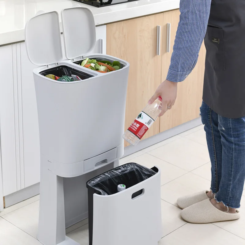 

Dry and Wet Separation Large Trash Garbage Bin 3-layer Classify Living Room Deodorant Simple Nordic Creative Kitchen Trash Can