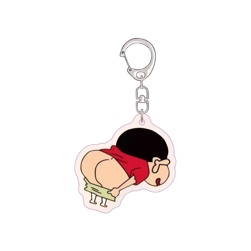 Фото Crayon Shinchan, мультяшный анимационный периферийный брелок для ключей, забавный, высококачественный, милый школьный рюкзак, маленький кулон, подарок на день рождения №5