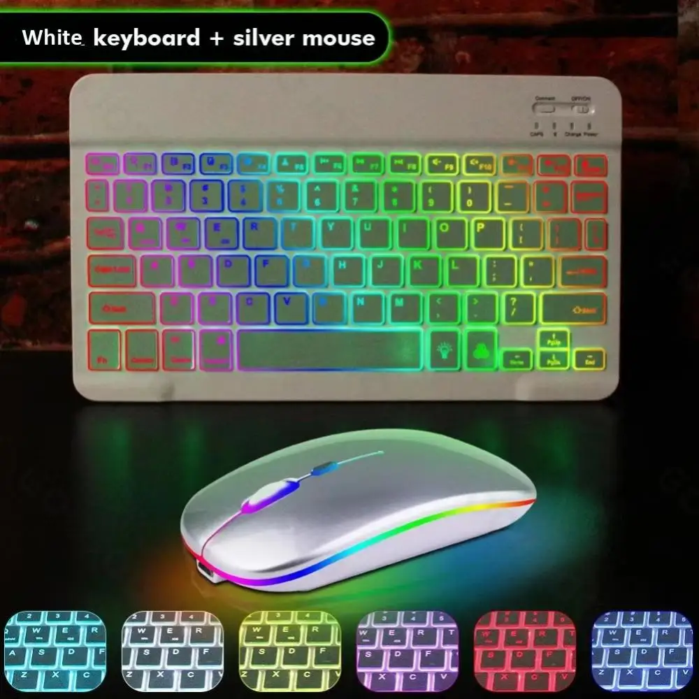 

Rgb Wireless Keyboard Ultra-thin Portable Bluetooth Keyboard For Smartphone Tablet Laptop Backlit Keyboard Mouse Portable