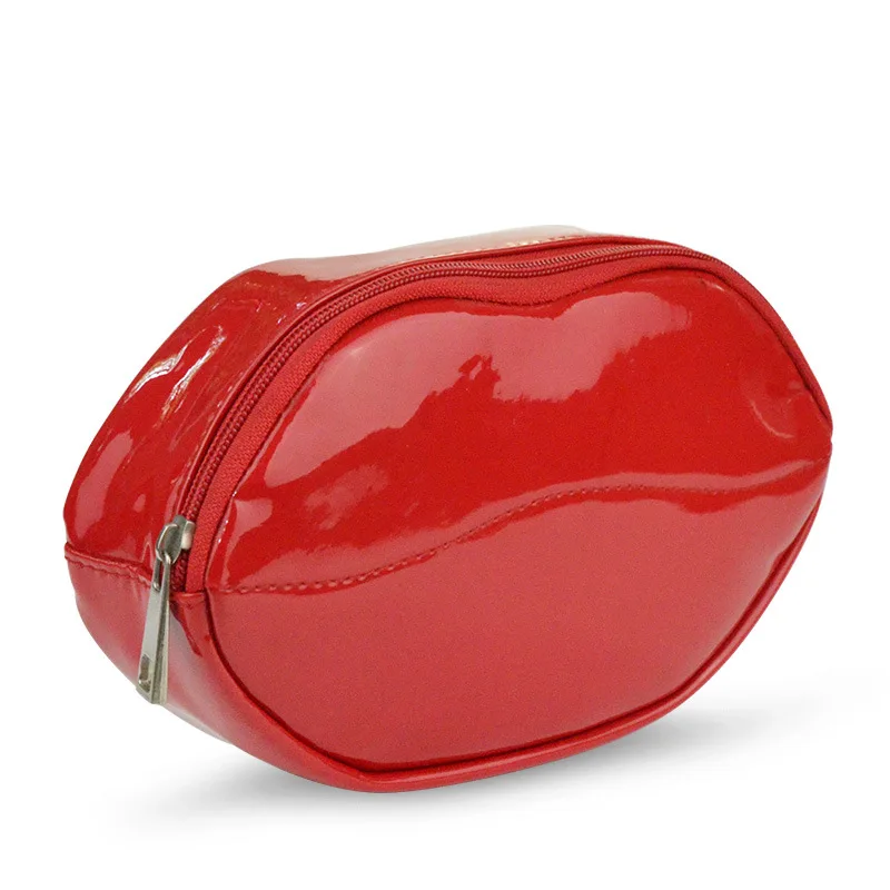 

Trendy Cool Red PU Leather Cosmetic Bag with Bright Leather Waterproof Personality Lip Cosmetic Bag
