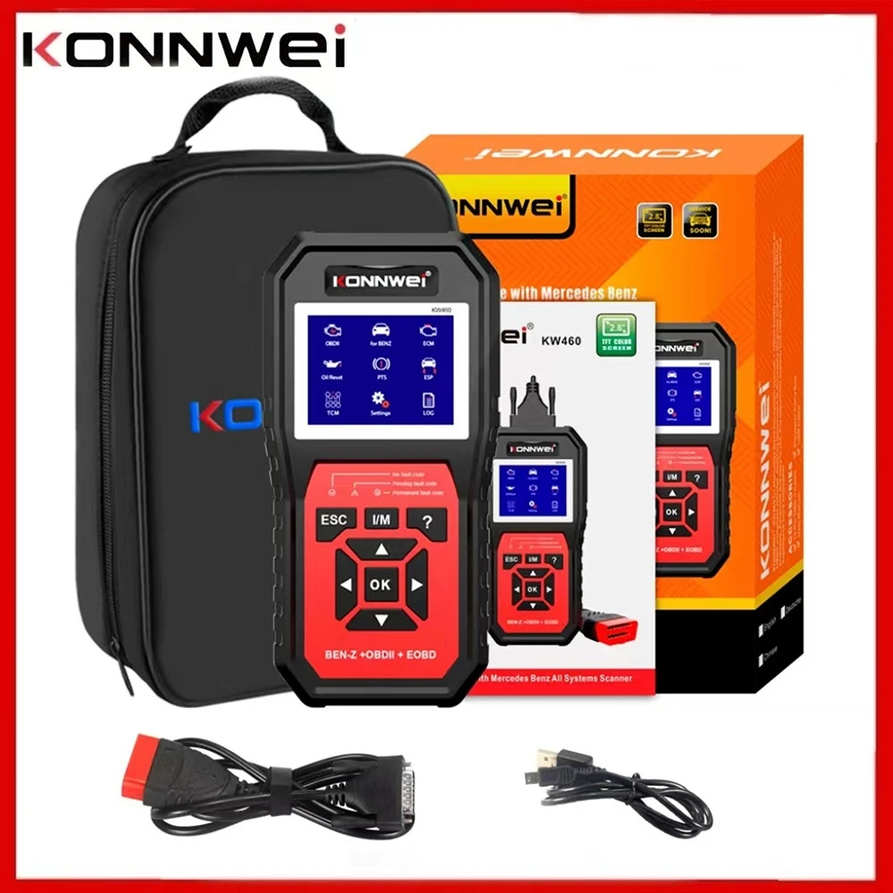 KONNWEI KW460 OBD2 Diagnostic Scanner Auto Diagnostic Tool OBDII and EOBD Check Engine Code Reader for Mercedes/KW208/KW510