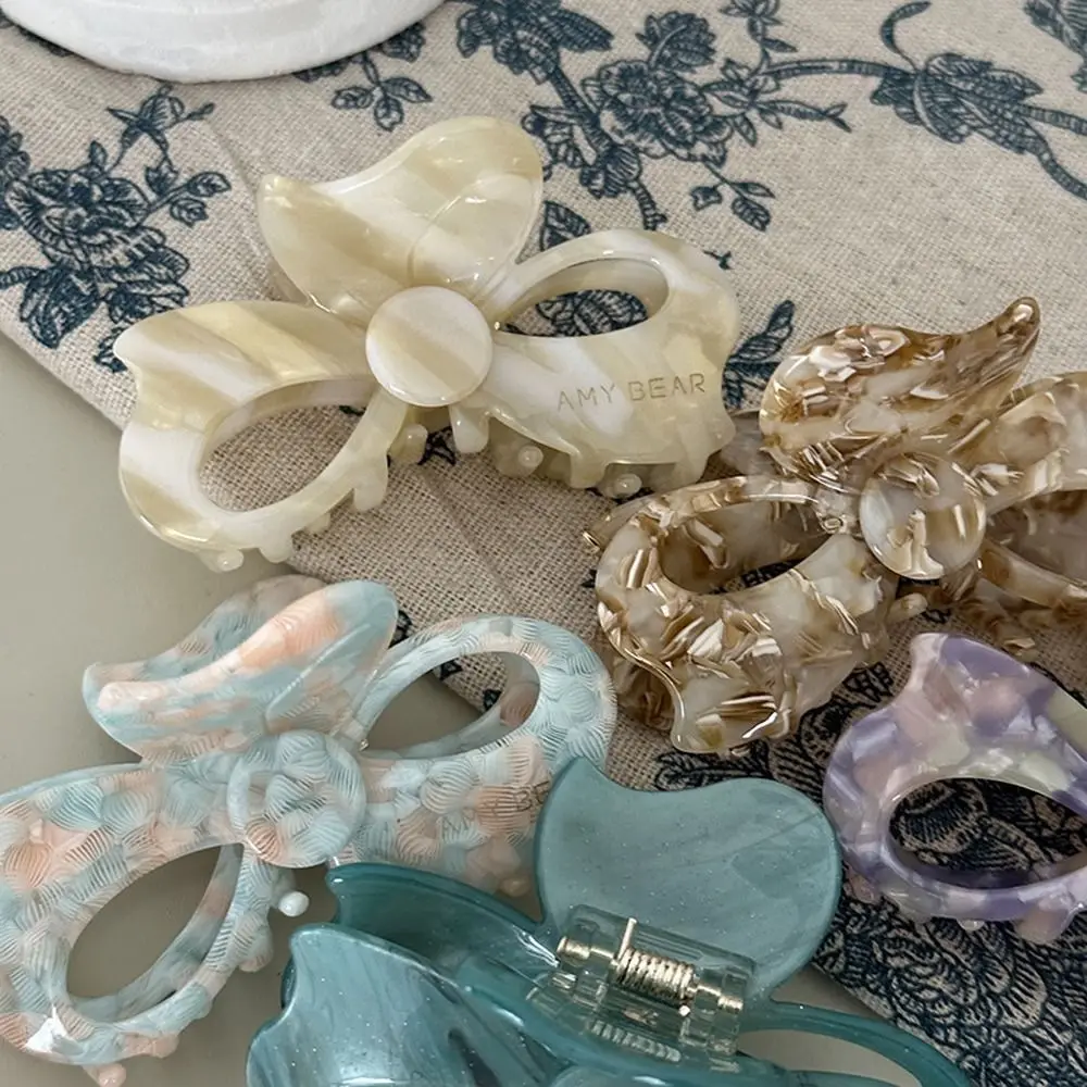 

Women Shark Clip Ponytail Holder Hairgrip Floral Headwear Bowknot Women Hairpin Acetate Bow Hair Claw Flower Hair Clip
