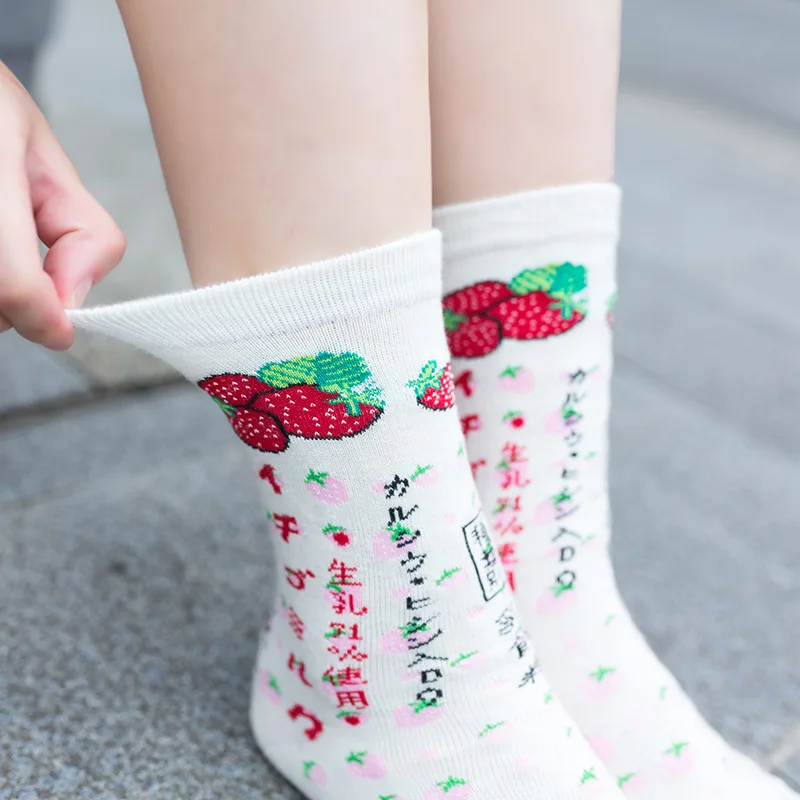 

Clearance Sale Cotton Woman Socks Casual Fashion Letter Print Crew Socks Cute Cartoon Harajuku Streetwear Japanese Kawaii Socks