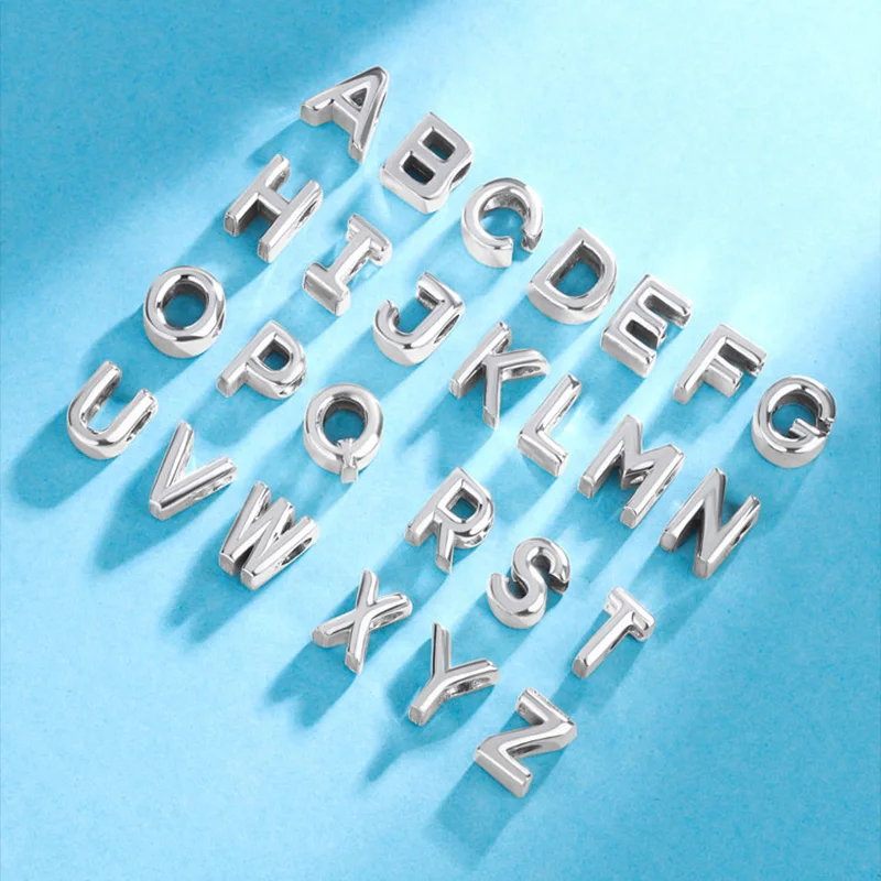 925 Sterling Silver Letter Beads Silver Charms A-Z Necklace DIY Beads Initial Alphabe Letter Beads Fit For Women Bracelet Making