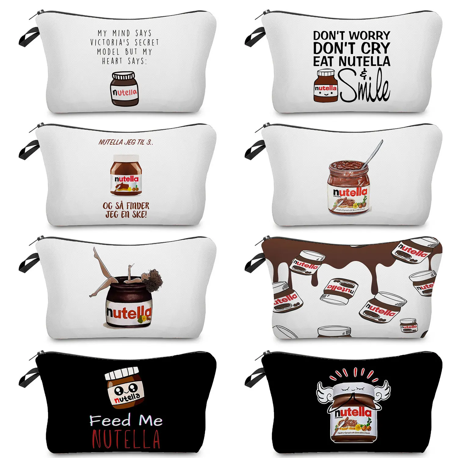 

Storage Women's Cosmetic Bag Student Pencil Case Customizable Toiletry Kit Female Nutella Printed School Teacher Gift Makeup Bag