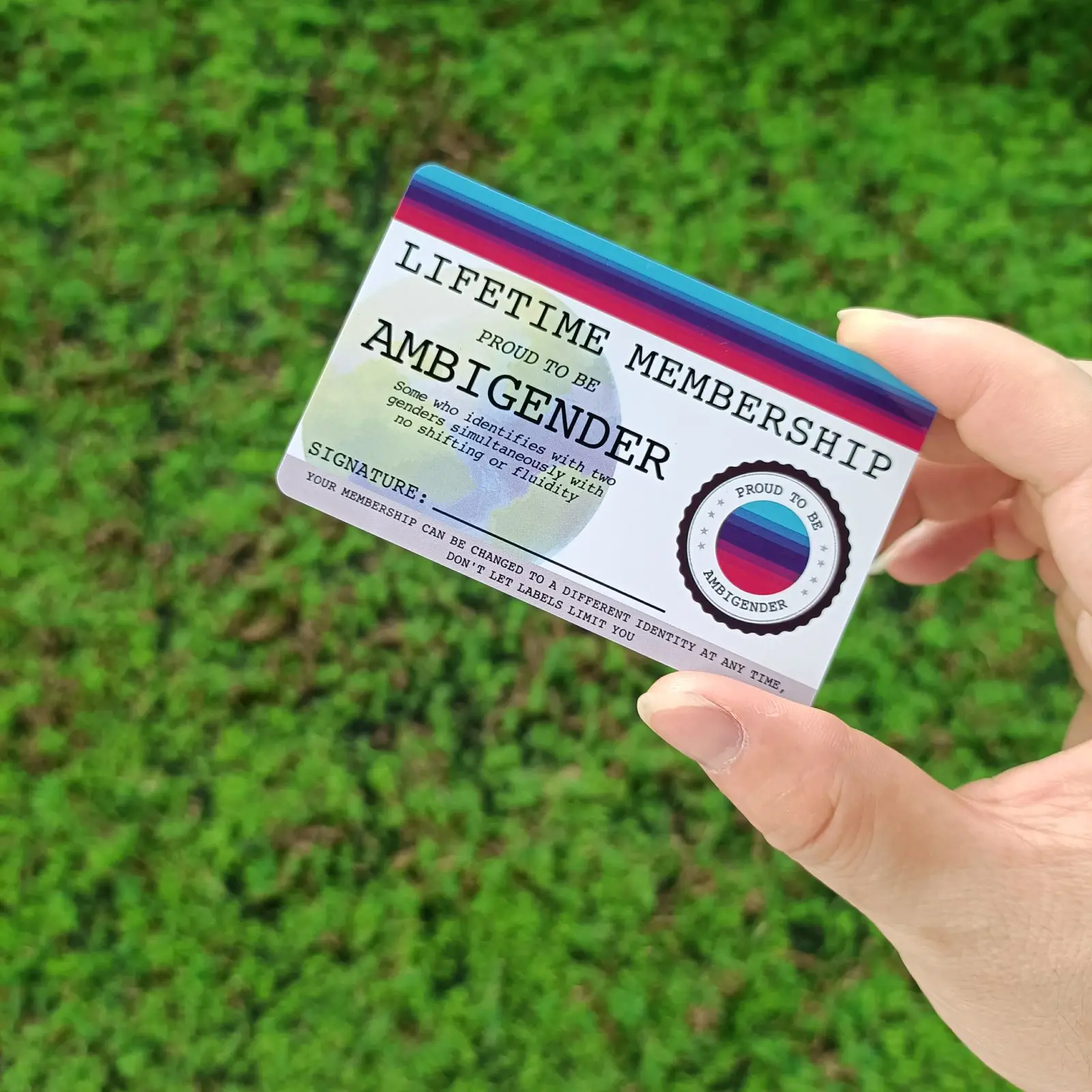 

AMBIGENDER ЛГБТ + удостоверение личности-гей гордости-пожизненная карта участника-идеальный Радужный подарок для сообщества